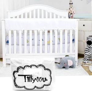 TILLY U LIGHT WHITE 3 PK PADDED BABY CRIB RAIL COVER PROTECTOR SETFOR WIDE LONG
